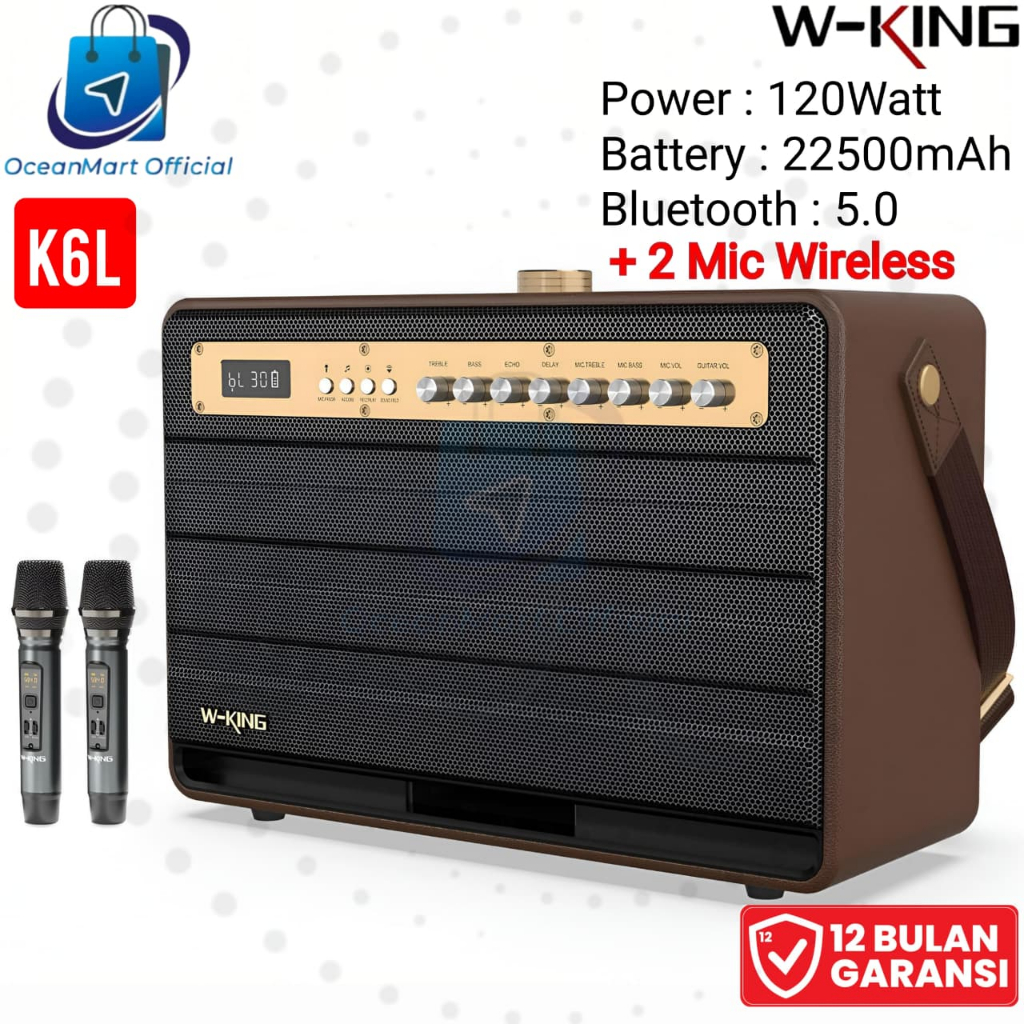 Speaker Bluetooth Karaoke WKING K6L 2 Mic Party Box Portable Wireless W King TWS Audio Box
