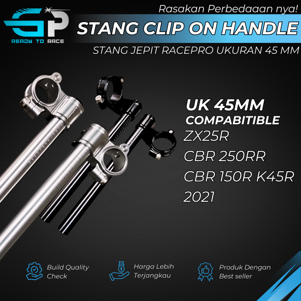 Handle Stang Jepit Clip on bars 10° 45MM Cbr 250rr Zx25R Cbr 150R K45R CBR 2021 UPStang 45mm Racepro