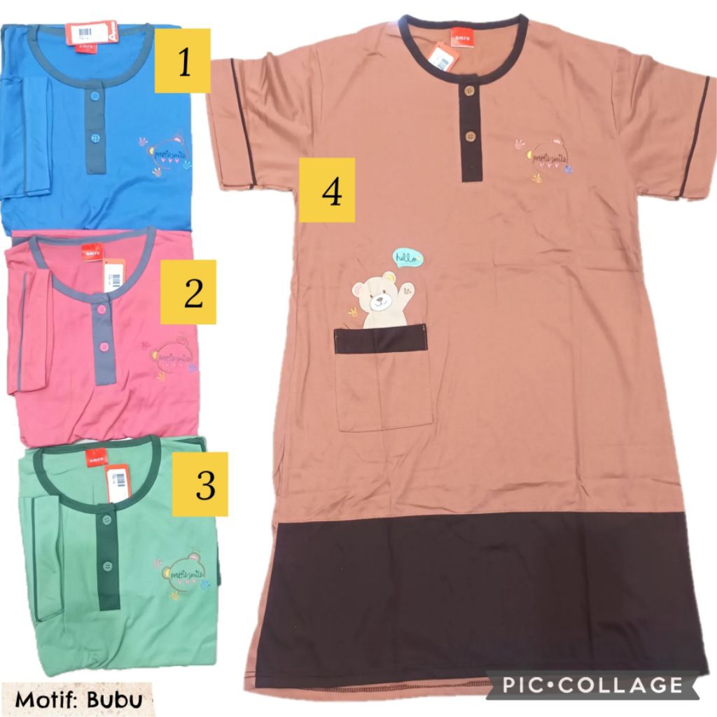 ASLI Daster Amro dan Theda Lengan grosir Dewasa All Size Midi Katun Kaos Label merah tr murah remaja