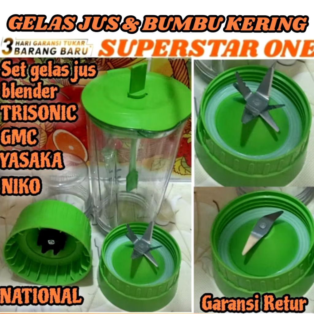 set gelas blender Miyako/TRISONIC/GMC/YASAKA/ADVANCE/NIKO/OMEGA/NATIONAL tabung jar mika