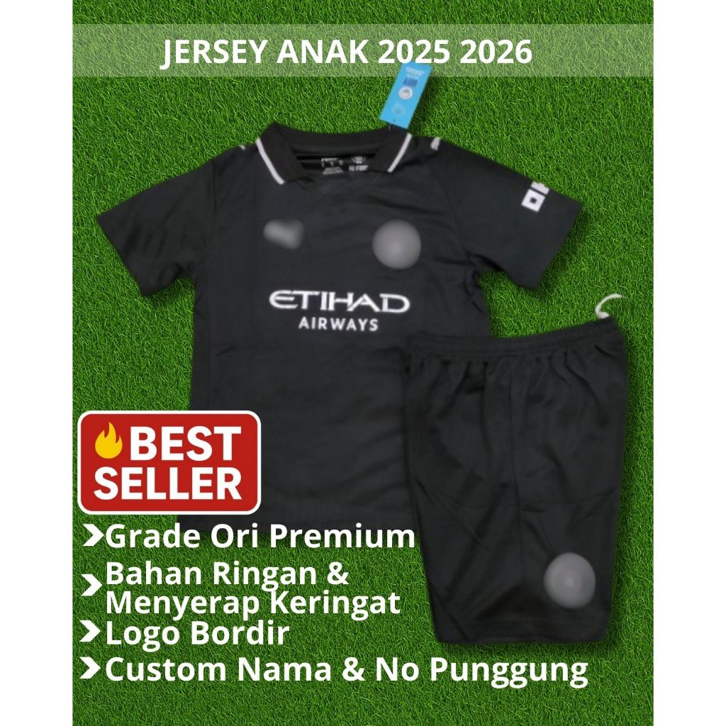 Jersey Kids C I TY Away 2025 2026 Grade Ori Baju Sepak Bola Anak Usia 3 4 5 6 7 8 9 10 11 12 13 Tahu
