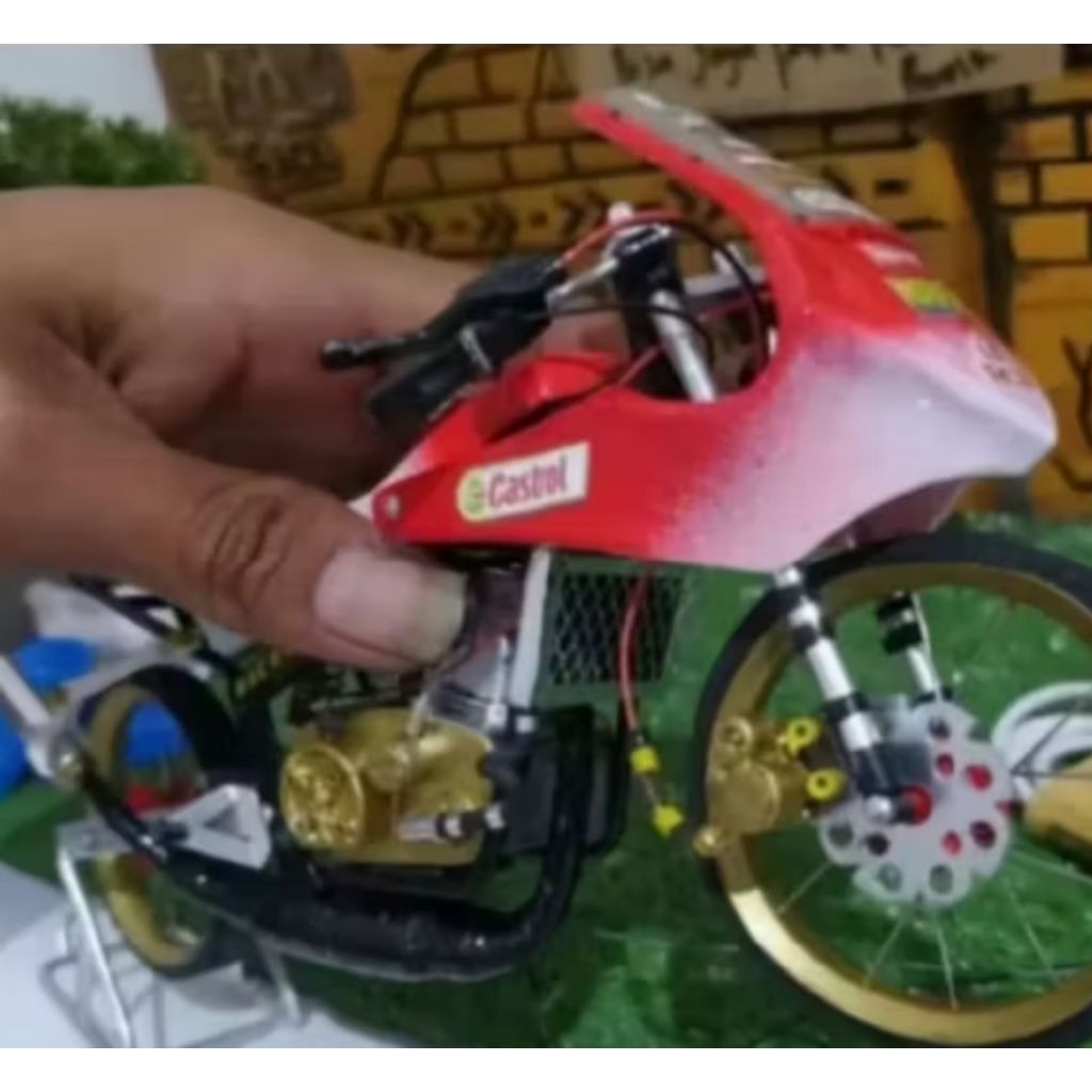 miniatur diecast motor drag Thailand Kawasaki ninja rr old half fairing