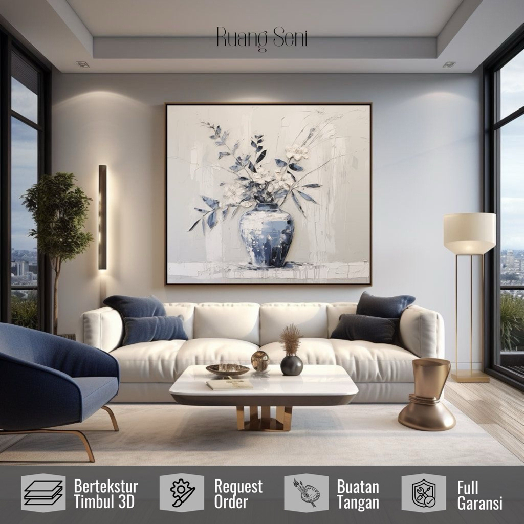 Lukisan Bunga Minimalis Modern Aestethic - Lukisan Hiasan Ruang Tamu - Hiasan Kamar Tidur