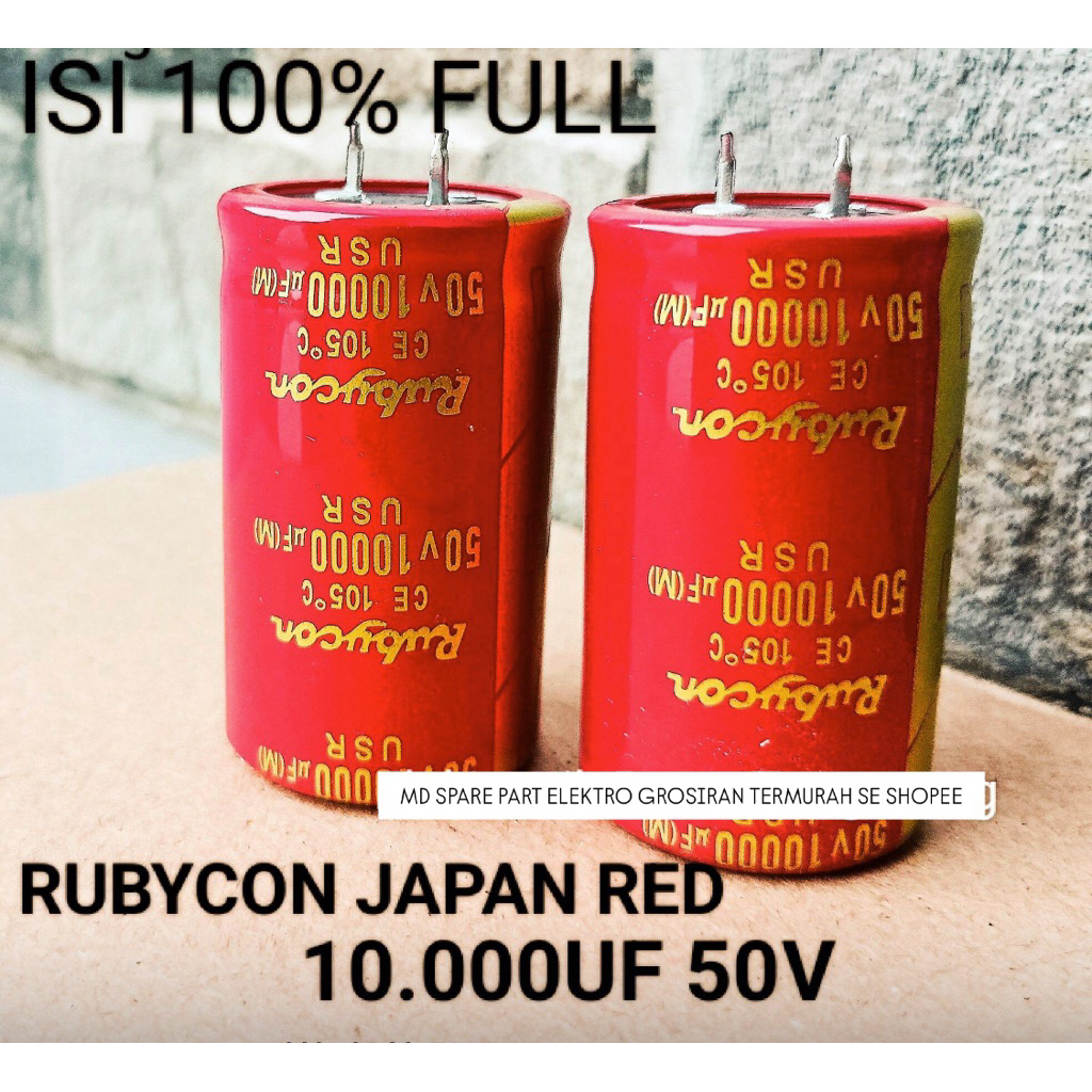 ELCO 10000UF 50V RUBYCON USR MERAH ORIGINAL KAPASITOR