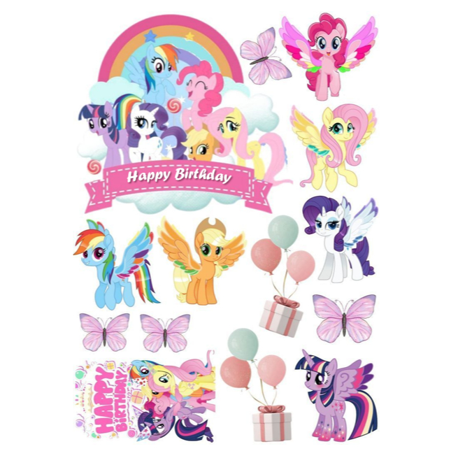 Topper KUDA PONY | Hiasan Kue LITTLE PONY Custom Nama | Topper Tusuk KUDA PONY