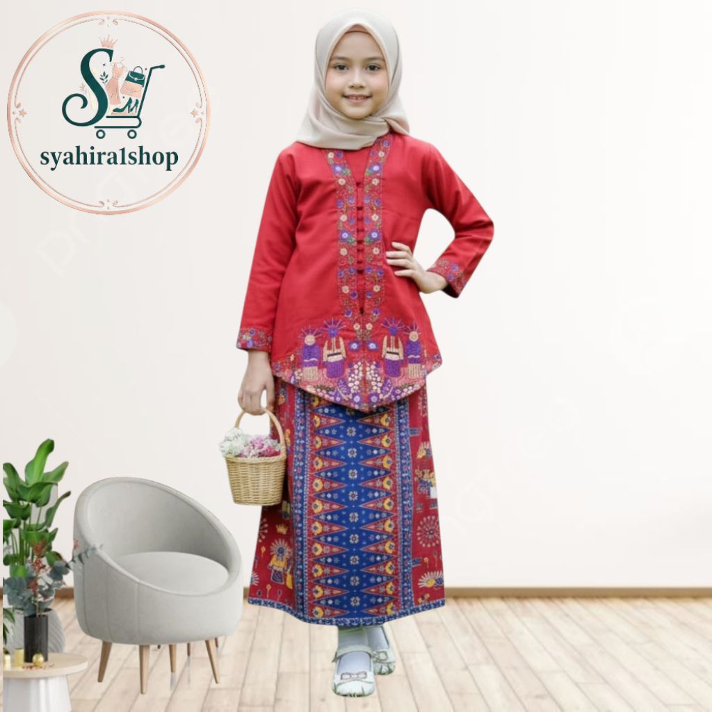 Setelan Kebaya Encim Anak Perempuan SD Motif Bordiran Ondel