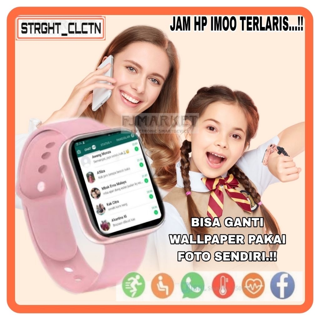 ANDROIDWATCH 4G ANTI AIR SMARTWATCH ANAK JAM HP IMOO KIDS 4G BISA WA Y68 D20 T500  ANTI AIR TELFON P