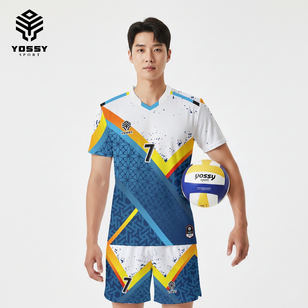 Baju Jersey Voli Premium Quality 2025 Gratis pasang nama dan nomor punggung VOLLY 00018 WHITE NAVY