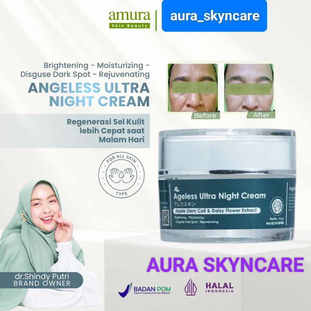AMURA NIGHT CREAM ULTRA VIOLET CREAM FLEK HITAM KERUTAN ( NIGHT CREAM )