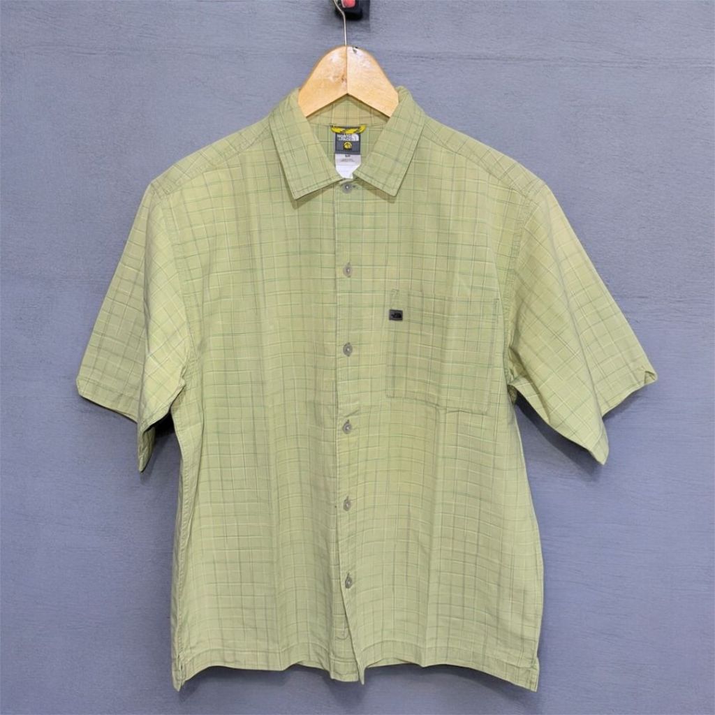 THE NORTH FACE A5 Series Men's Plaid Cotton Short Sleeve Shirt | Kemeja Pocket TNF Outdoor Camping H