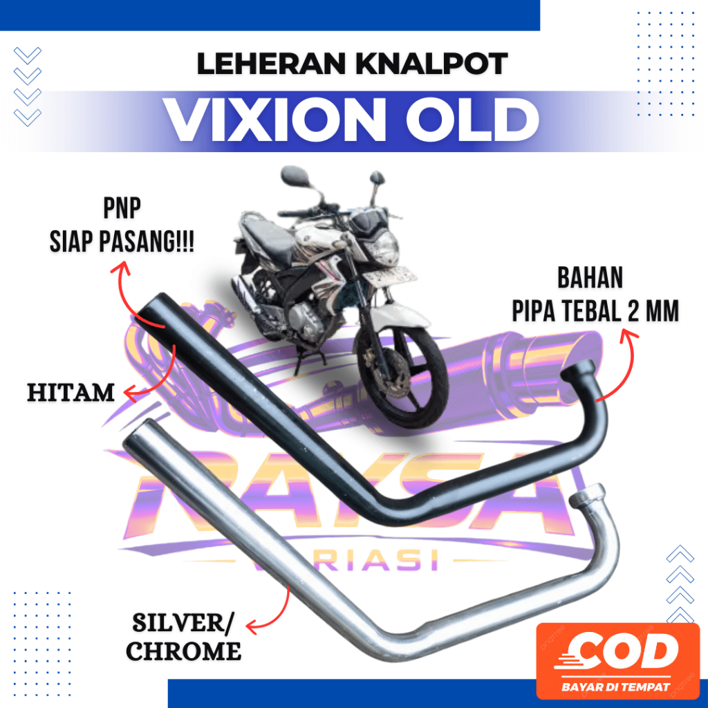 Leher Knalpot Vixion OLd Standar Ori - Asli, Tahan Lama, Warna Hitam Coating PNP Mudah Dipasang
