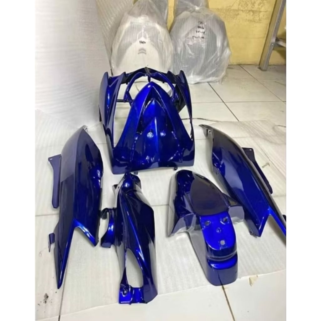 Cover full body halus motor Mio soul karbu warna biru candy