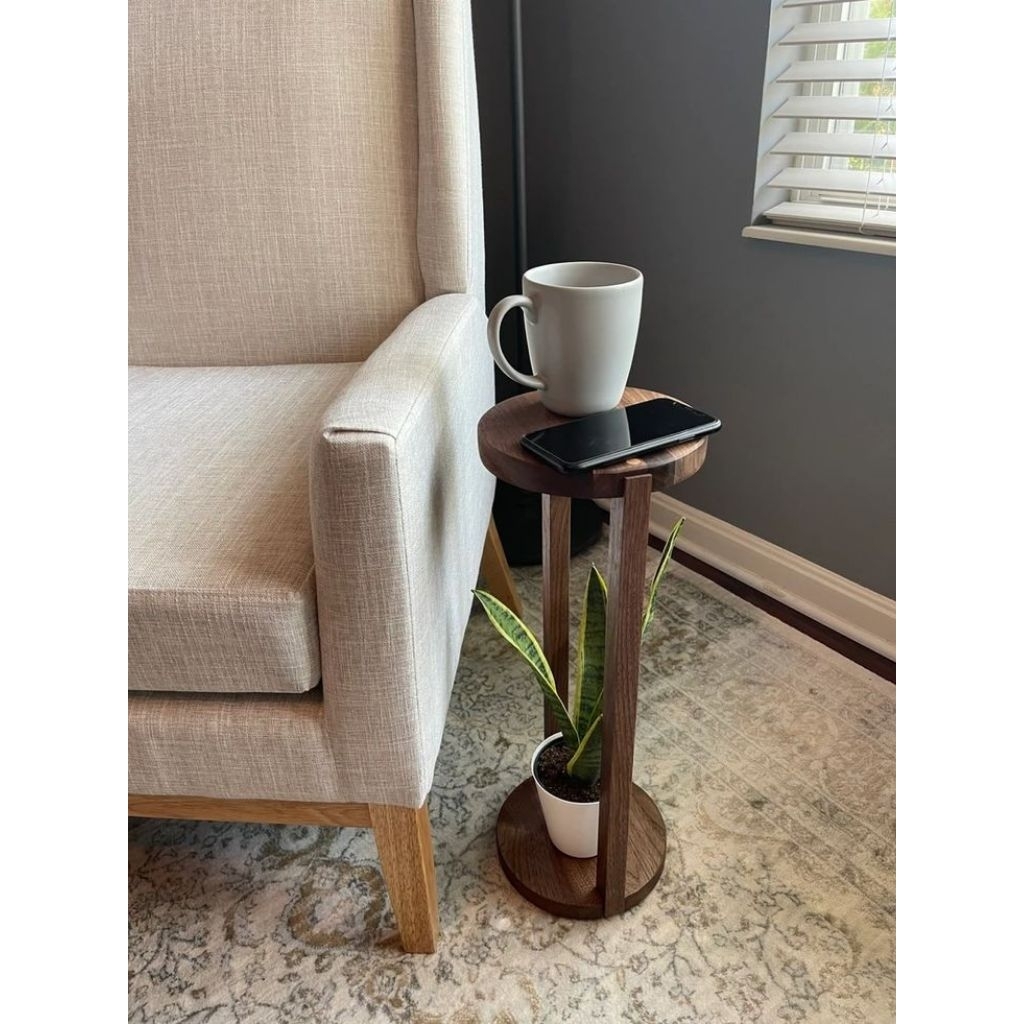 Meja Samping Minimalis Kayu Solid / Meja Sudut Bulat Estetik / Martini Side Table Modern Coffee Tabl