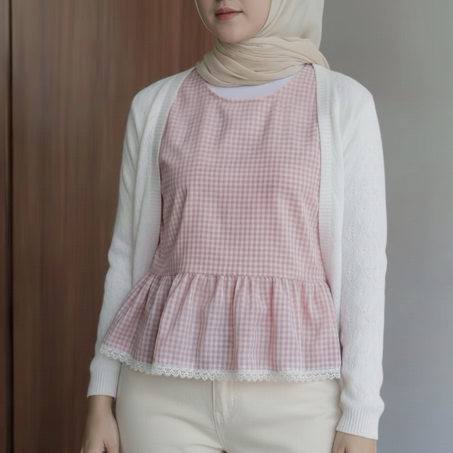 LBITZ - Jena Vest Inner Renda Atasan Wanita Top Inner Peplum Blouse Inner Balon Atasan Wanita Casual