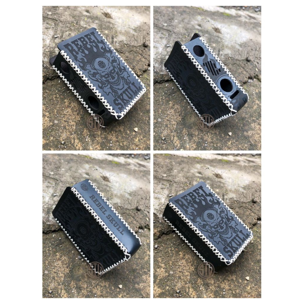 Case Pelindung Kulit R234 MOTF RBEL SKULL Hitam Elegan Di jahit Benang HITAM