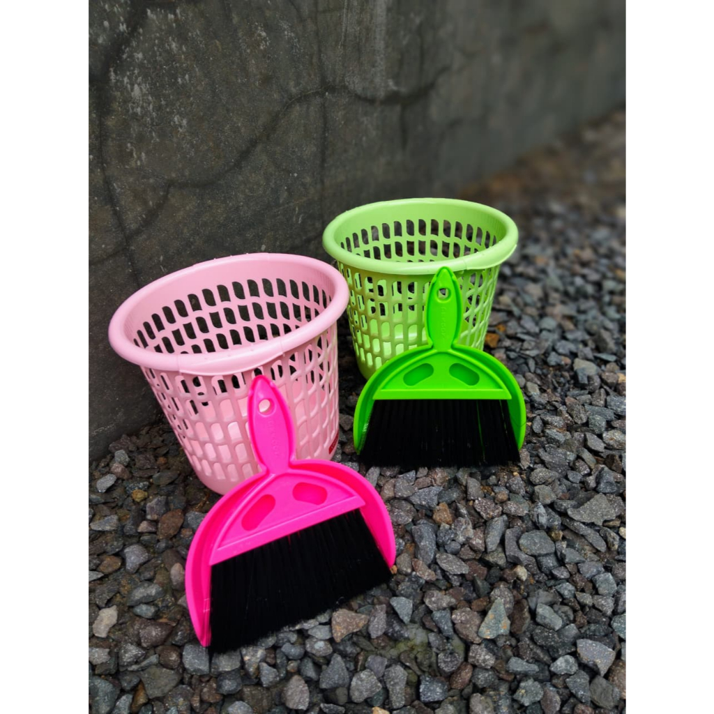 Paket Hemat Satu Set Sapu Pengki Mini Dragon + Tempat Sampah Mini Viola 4L - Sapu Pengki Set Serbagu