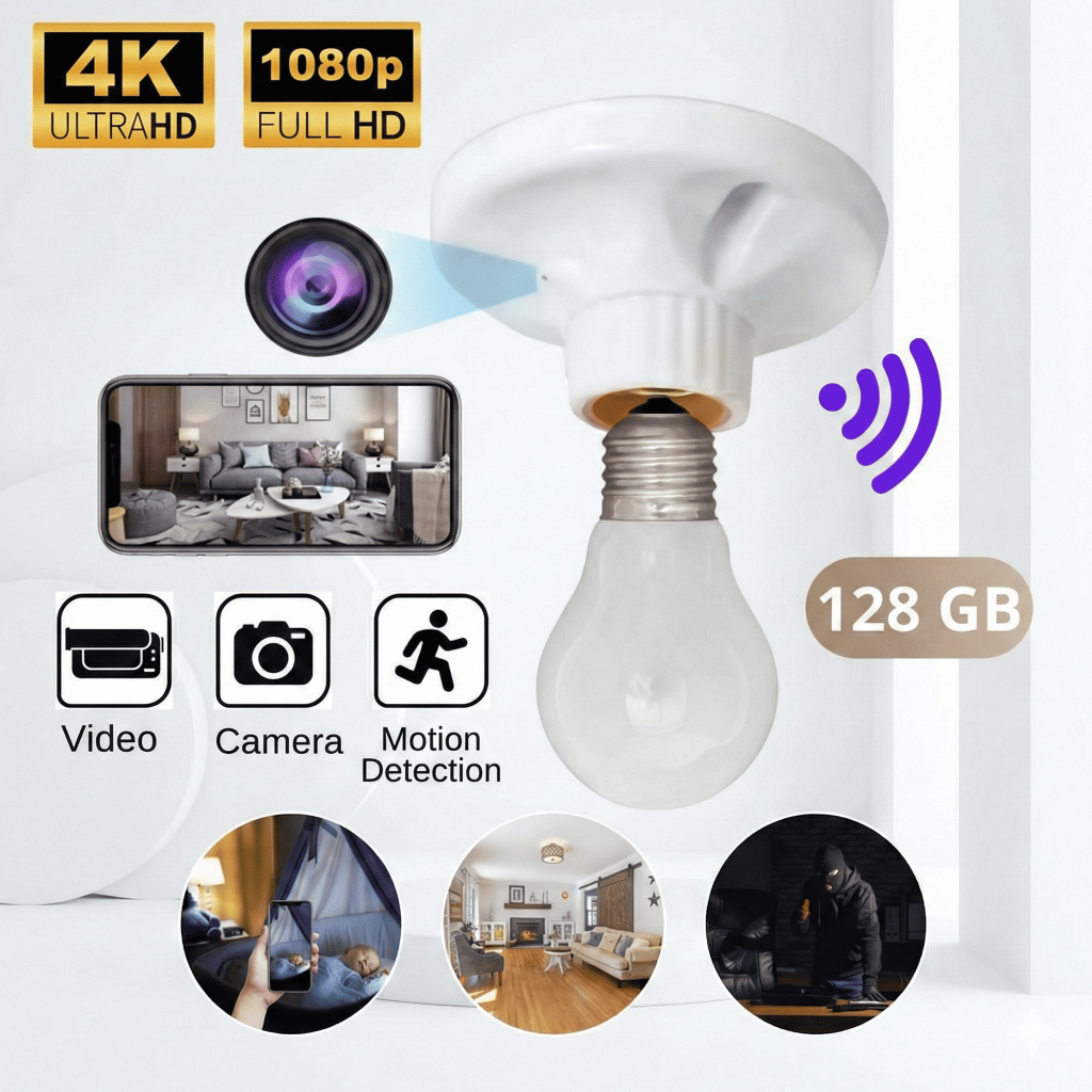Teknobi Camera Cctv Mini Socket Wireless Fitting Lampu Kamera Mini Tersembunyi