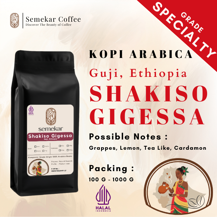 Semekar Coffee - Biji Bubuk Kopi Arabika Ethiopia Shakiso Gigessa Fresh Roasted Beans