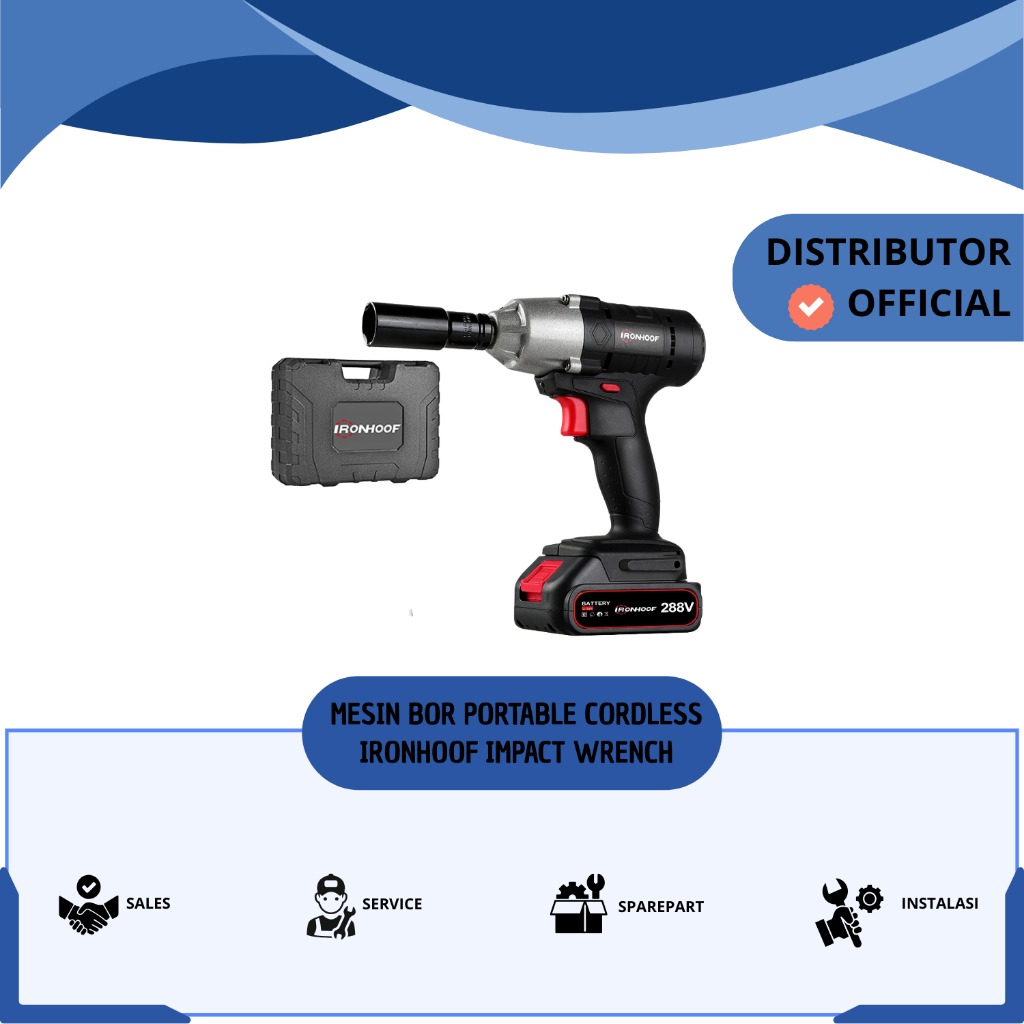 MESIN BOR PORTABLE CORDLESS IRONHOOF IMPACT WRENCH