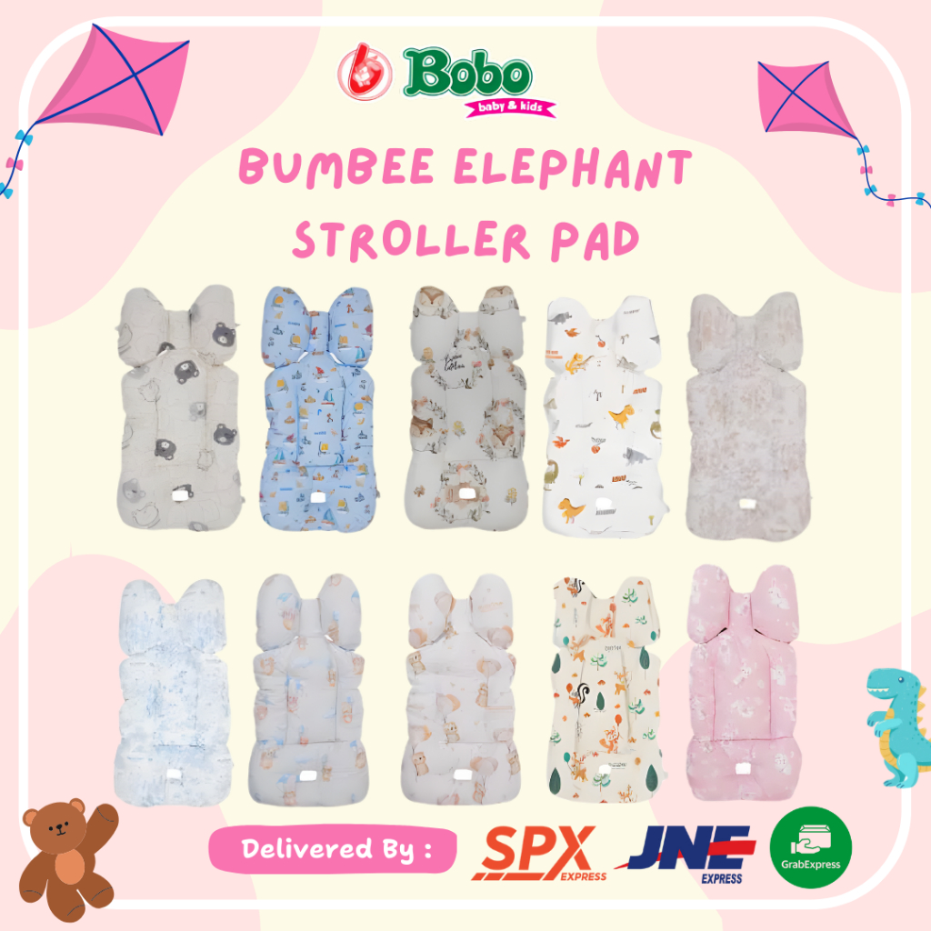 BUMBEE ELEPHANT STROLLER PAD - Alas Stroller Bayi Universal dengan Kain Katun Lembut