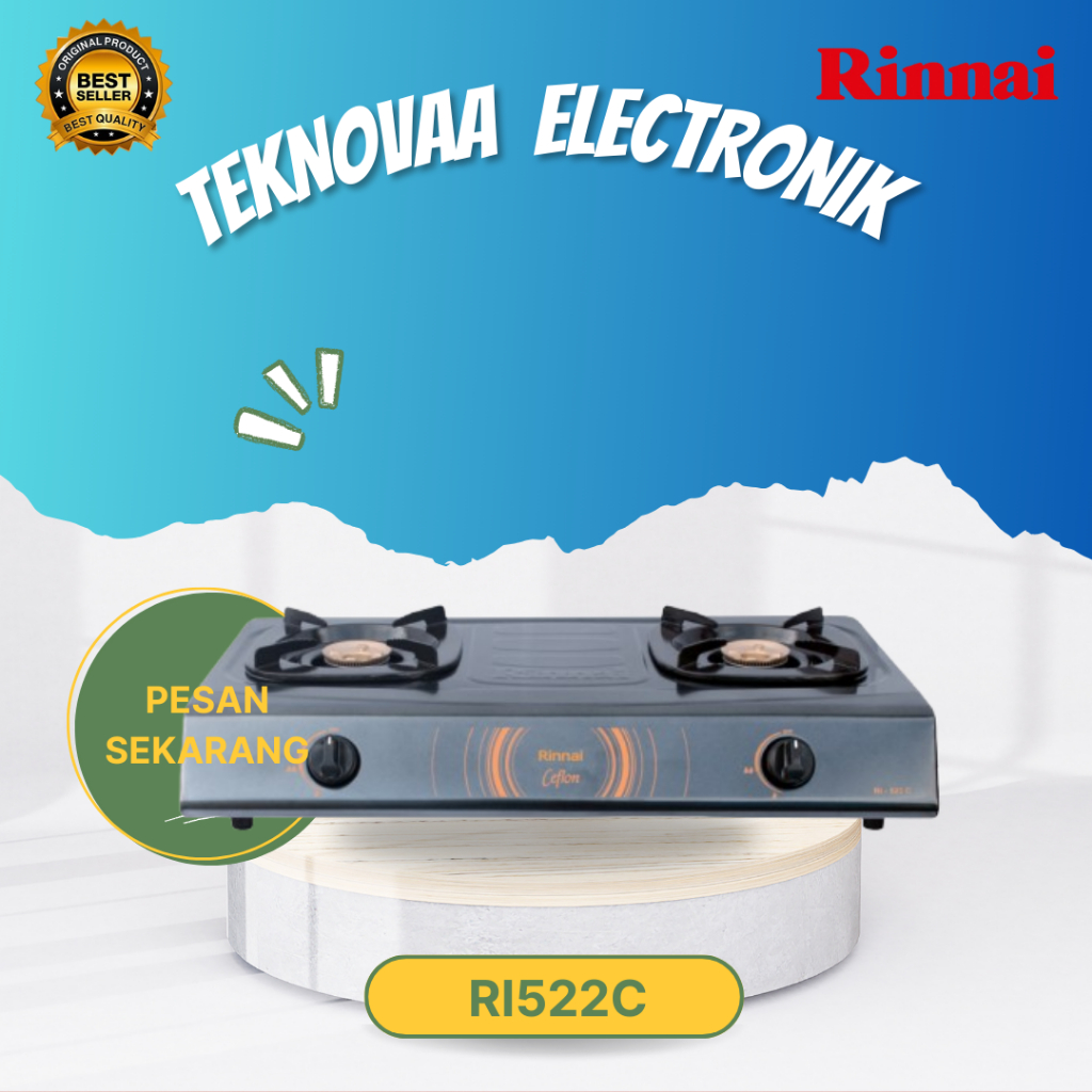 RINNAI KOMPOR GAS 2 TUNGKU RI 522 C KOMPOR RINNAI/RI-522C/RI522C/RI522/KOMPOR ORIGINAL RINNAI