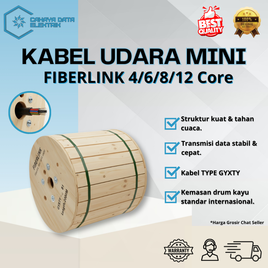 Kabel Fiber Optic Udara Mini Non Armored Type GYXTY 4 Core / 6 Core / 8 Core / 12 Core