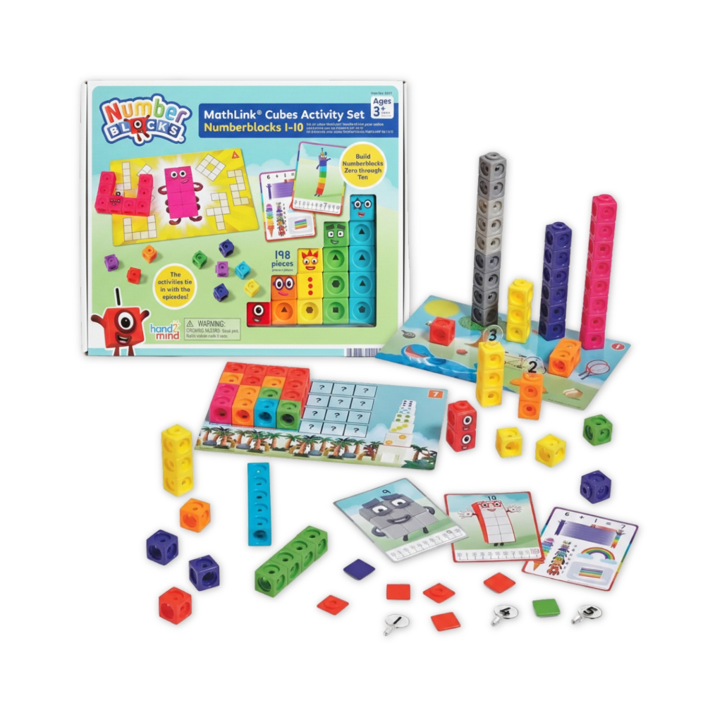 Hand2Mind - Numberblocks MathLink Cubes 1–10 Activity Set, Mainan Blok Matematika