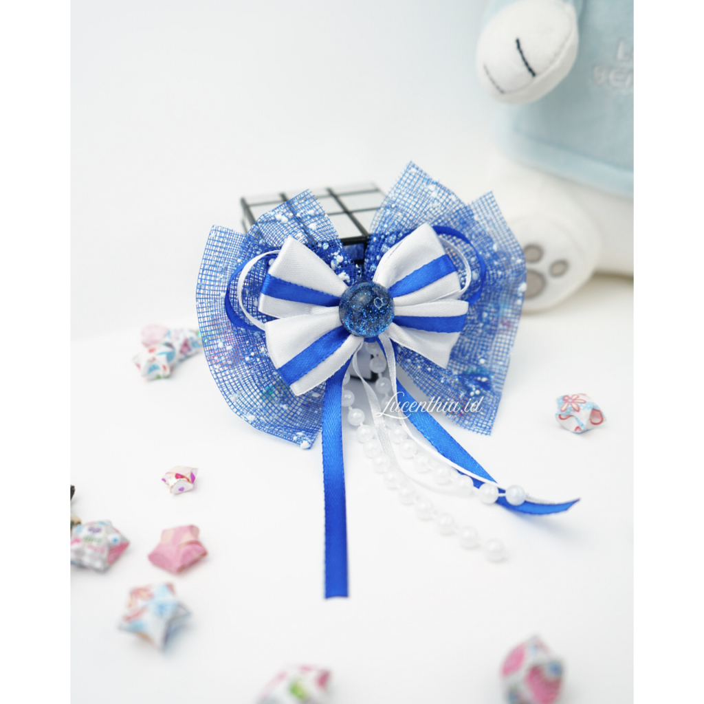Sapphire - Jepit Rambut Pita Aksesoris Anak & Wanita Warna Biru Mewah Korea Fashion