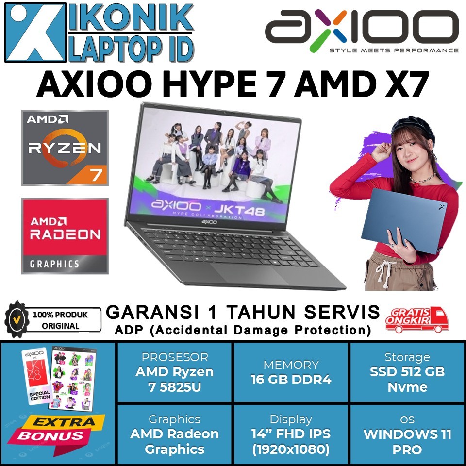 Laptop Axioo Mybook Hype 7 Amd Ryzen 7 5825U 16GB 512GB SSD 14" FHD IPS Windows 11