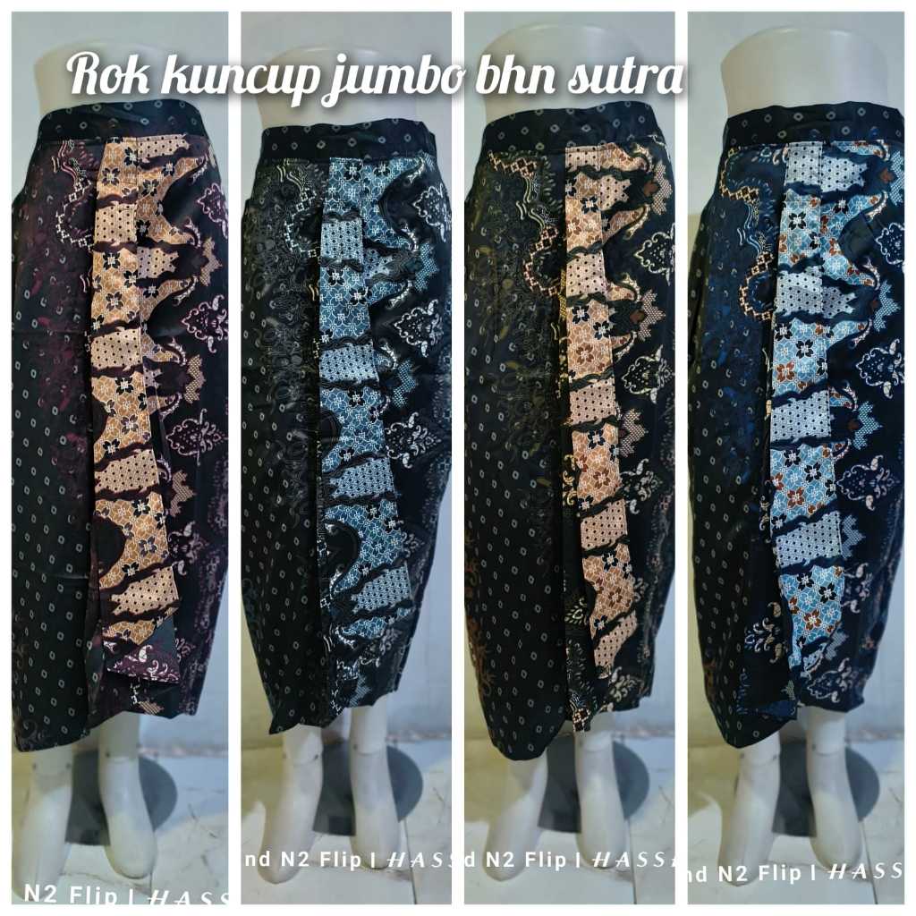 DSHOP (COD) ROK REMPEL BATIK KUNCUP JUMBO XXL~XXXL  /BHN KAIN SUTRA /ROK LILIT INSTANT/ROK BATIK MOD