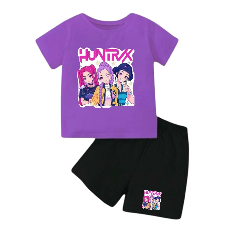 Setelan Baju Kpop Huntrix Perempuan 2-10 Tahun - Kaos Kpop Demon Hunter - Baju Rumi Anak