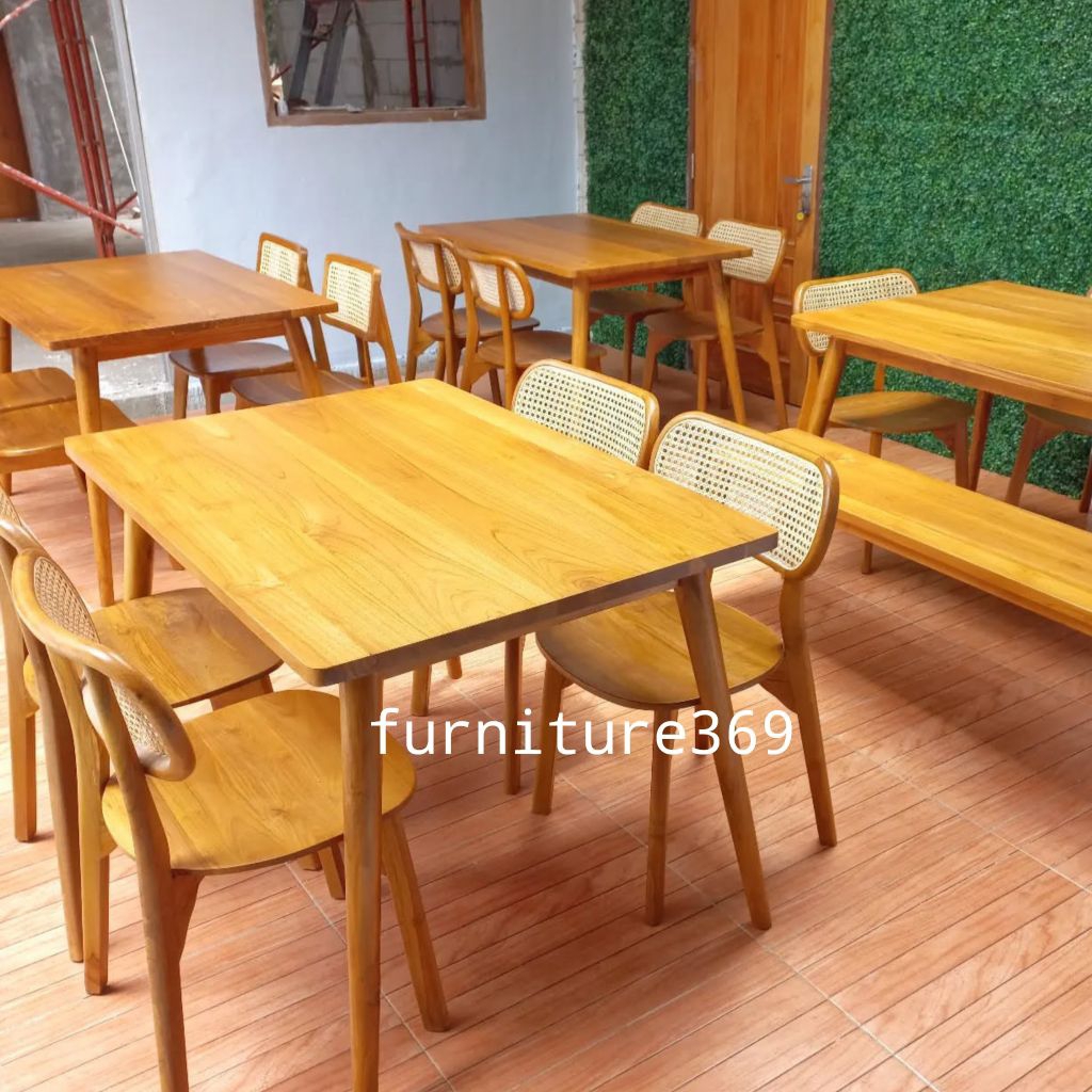 meja makan 4 kursi kayu jati minimalis, meja makan kayu jati 4 kursi minimalis