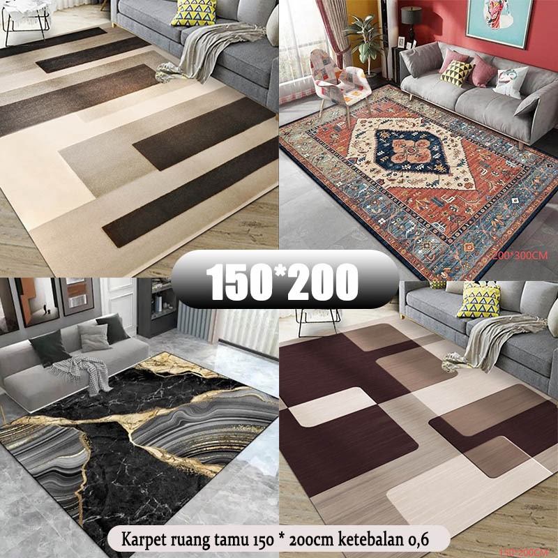 Karpet Lantai Ruang Tamu 150X200CM Bahan Lembut Karpet gaya Eropa yang nyaman dan lembut Kamar tidur
