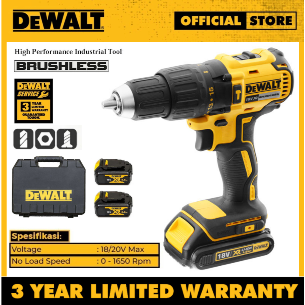 Dewalt Mesin Bor 20V Cordless Electric Drill Set Multi-Function Electric Drill Kit Cordless Drill Bo