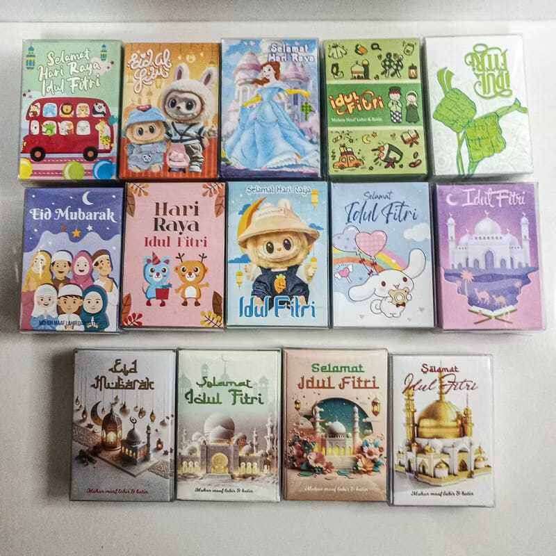 Amplop Lebaran Karakter Lucu Mika || Amplop Lebaran Lembar Mika Tebal Import