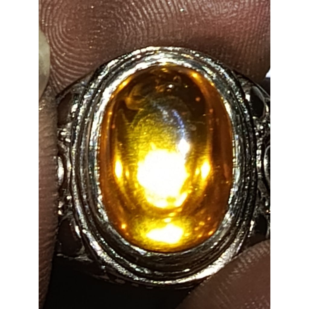 batu yellow topas yakut super mewah ikat alpaka krum no 8'5