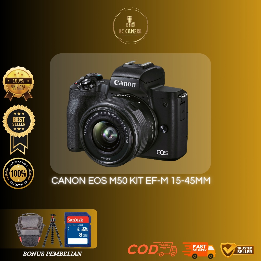 KAMERA MIRORLESS CANON EOS M50 KIT EFM 15-45MM STM | CANON M50 | PRODUK TERLARIS | KAMERA SECOND