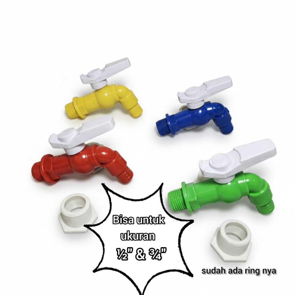 Kran Air PVC Taman 1/2 & 3/4 Universal + Ring Gratis Adapter Anti Karat ARS A001