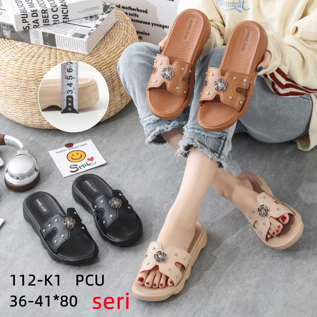 Sandal Jelly Sandal Slop Wanita | Sandal Selop Tinggi Wanita Bunga Manik Jelly Empuk | Sandal Wedges
