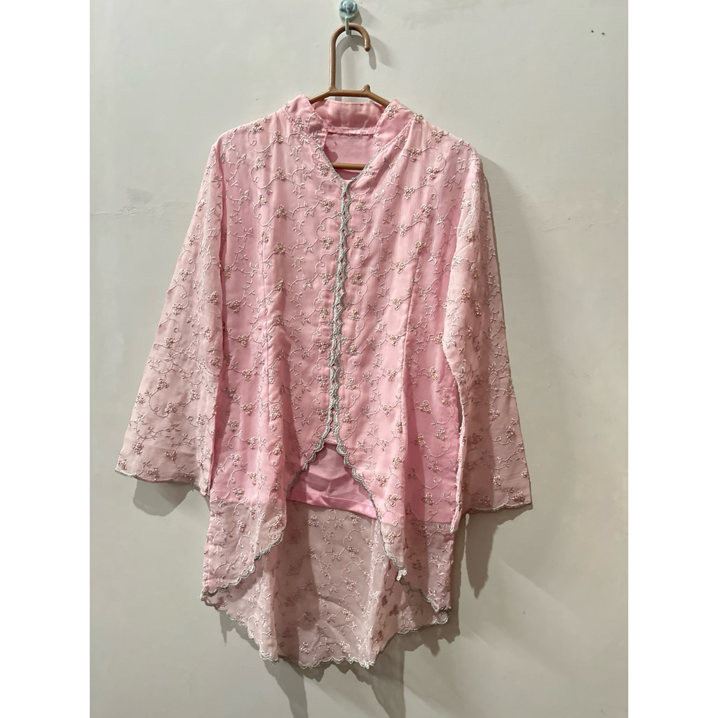 Kebaya Pink Payet Leher Sanghai Preloved