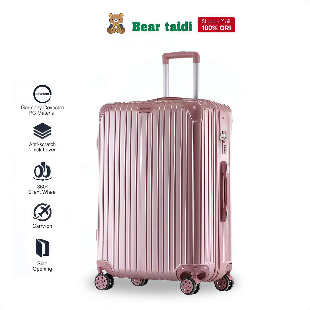 Bear Taidi koper Kabin 20 Inch Bagasi Tas Koper Besar Anak Perempuan 24 Inch Beauty Case Koper Mini 