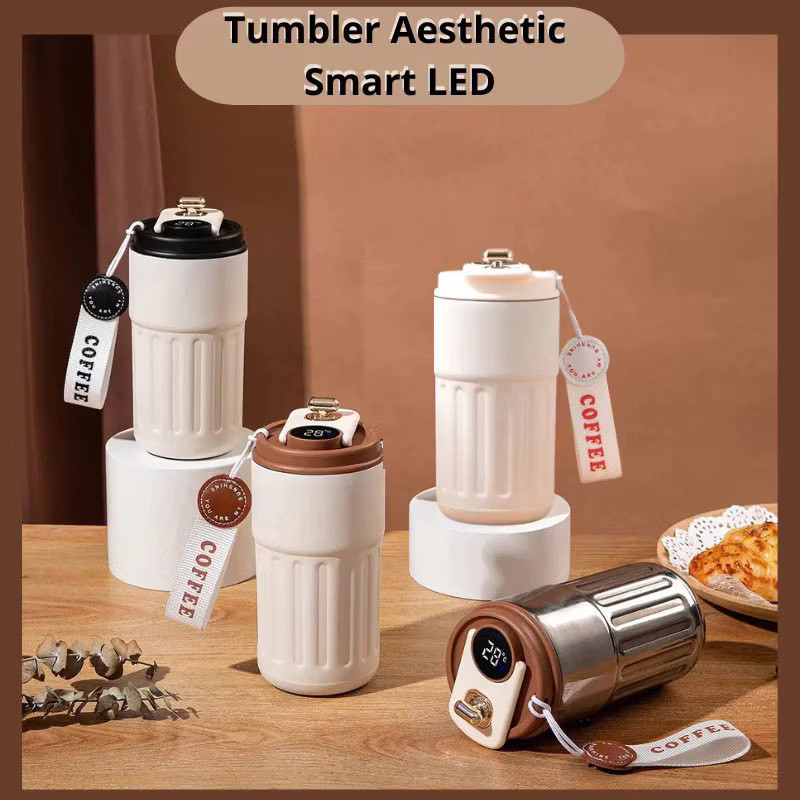 LRMS Tumbler Kopi LED 450ml Stainless Estetik HN136