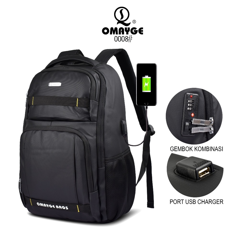 Omayge Tas Ransel Omayge 0008 Tas Backpack Tas Laptop Pria Kerja Tas Kunci Gembok