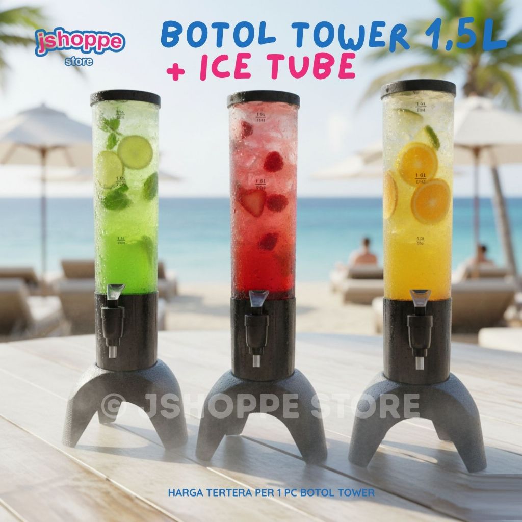 BERGARANSI Botol Tower 1,5 Liter Ice Cube Premium Garansi 1 Bulan Beer Tower Dispenser Ada Lampu LED