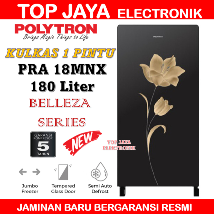 KULKAS POLYTRON 1 PINTU PRA 18MNX/POLYTRON KULKAS BELLEZA 1 PINTU NEW SERIES