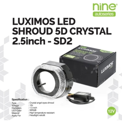 LUXIMOS Lampu Ring Shroud BMW 2.5 Inch Crystal Angel Eyes 5D Ballast Biled Senja App RGB SD2
