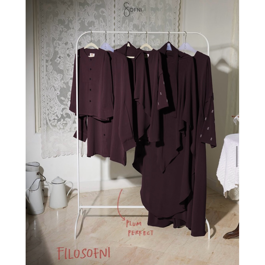 [Preloved] bysofni - Filosofni Abaya & Khiban Short Plum Perfect XL