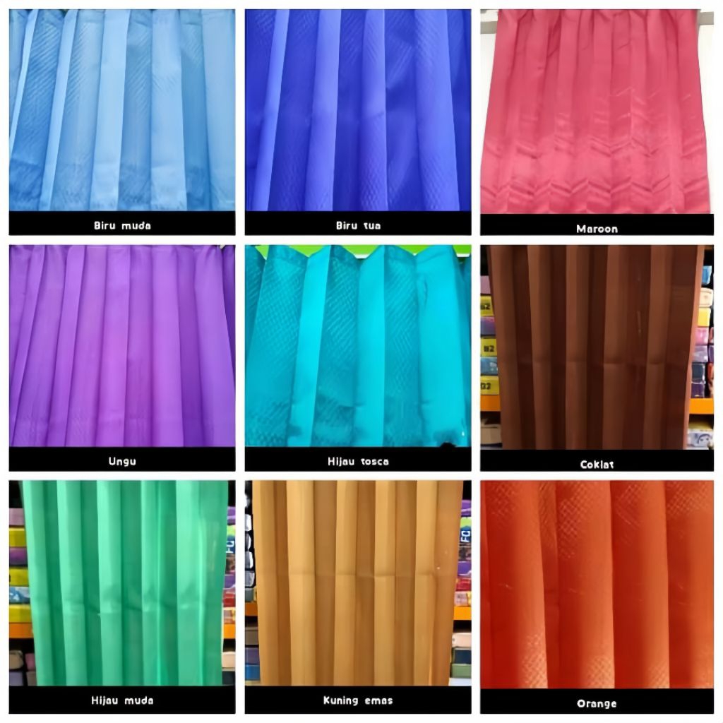 gorden jendela plisket motif garis elegan buat dekorasi ruang tamu dan kamar