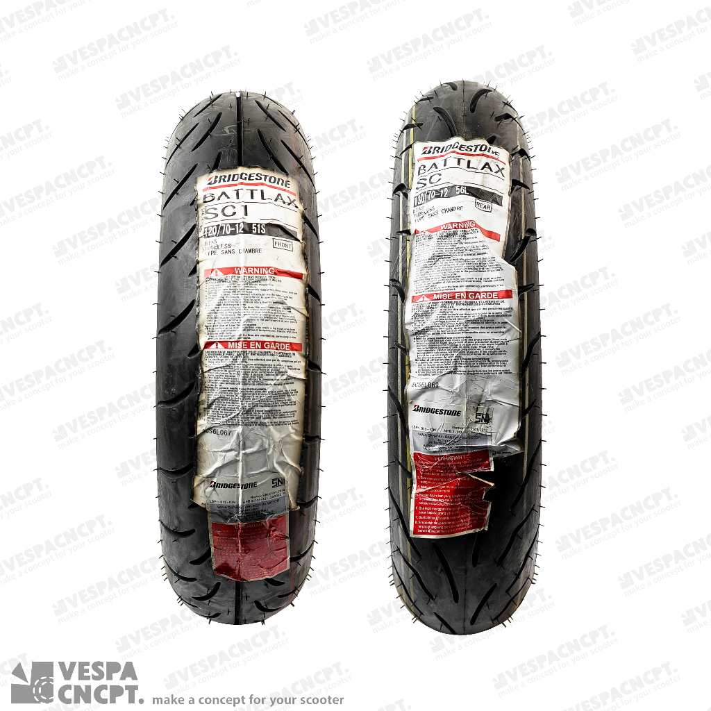 Ban Bridgestone Battlax Scooter Sc Vespa Gts Sprint Primavera Upsize Set Depan 120/70-12 Belakang 13
