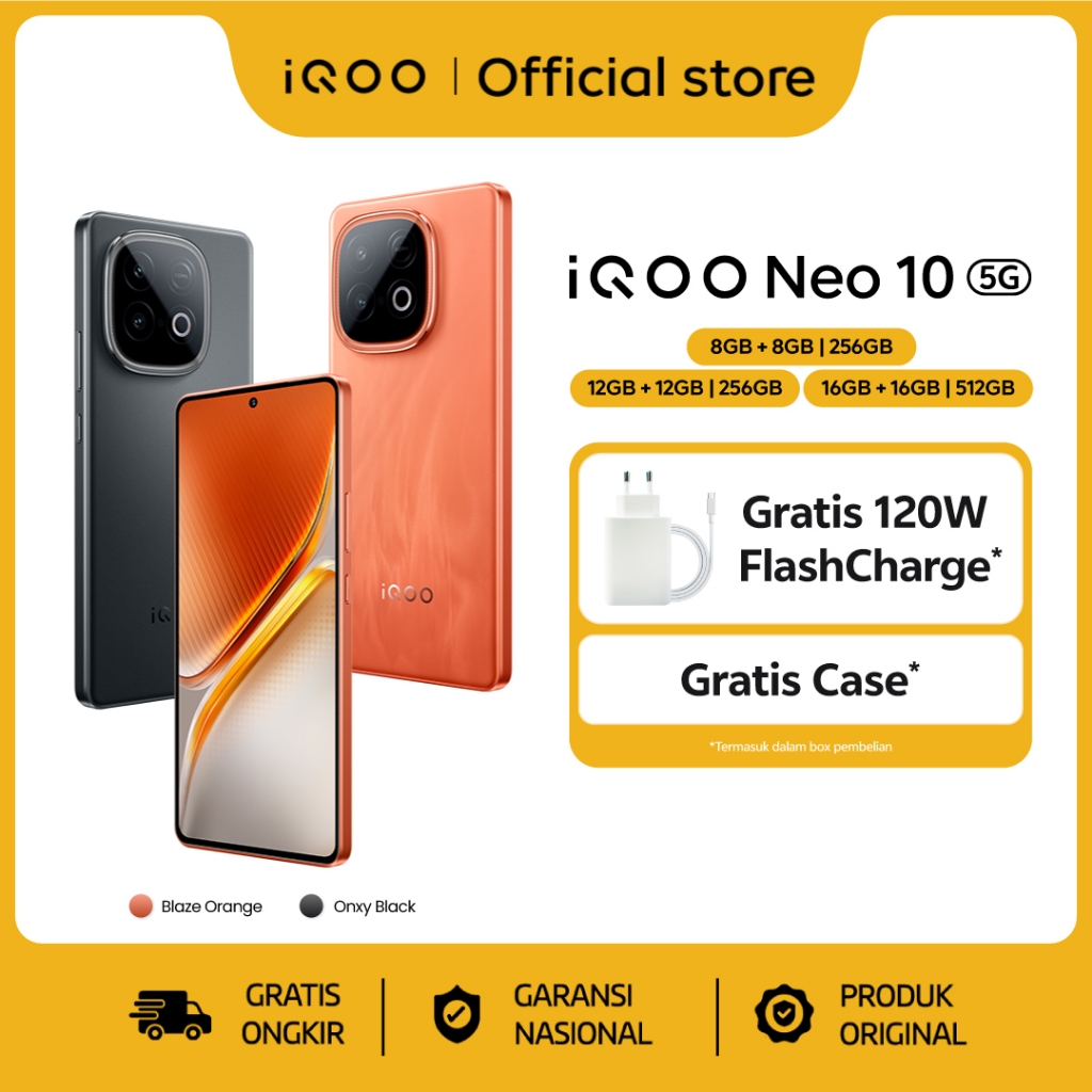 iQOO Neo 10, 1st Snapdragon 8s Gen 4 + Q1 (Dual Chipset), 7K VC Cooling System, 7000 mAH + 120 watt,